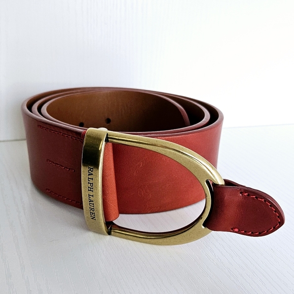 RL COLLECTION Red Leather Belt - Picture 1 of 16